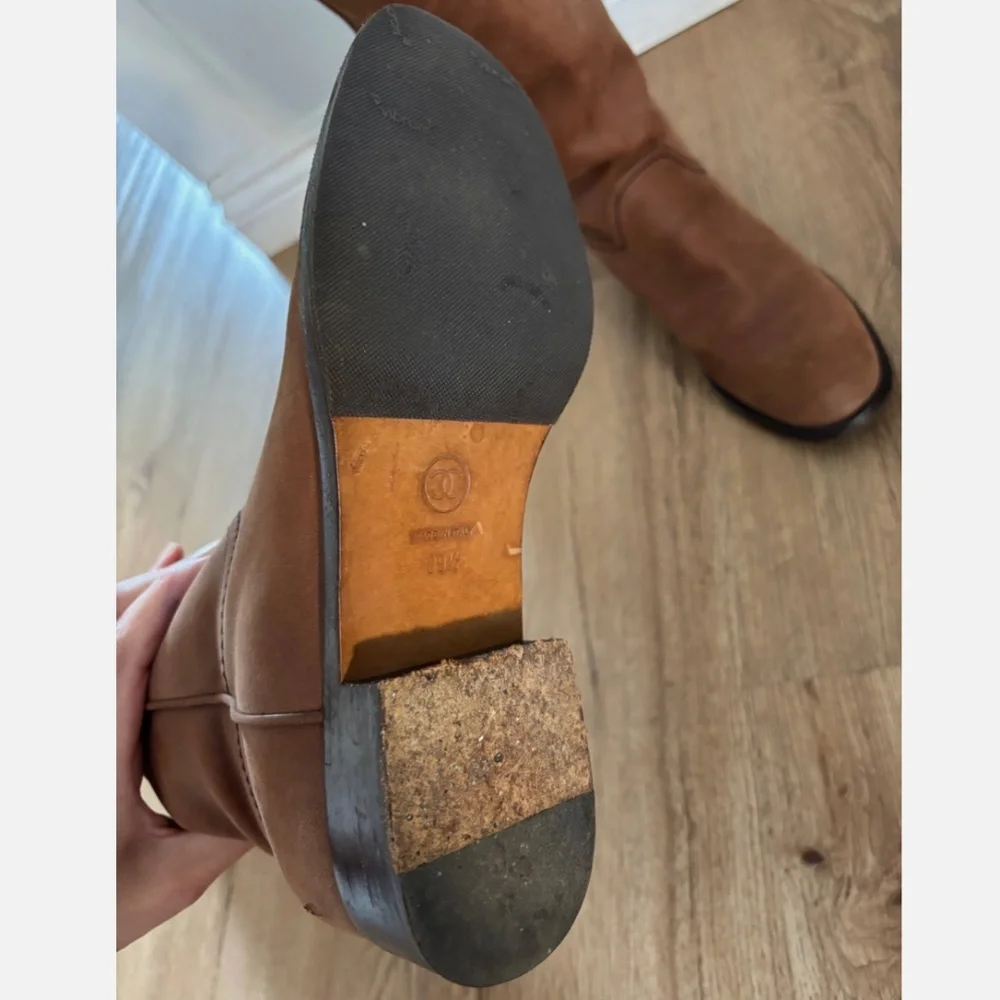 ★Chanel Interlocking CC Logo Riding Boots Brown IT39.5★ - Picture 6 of 7